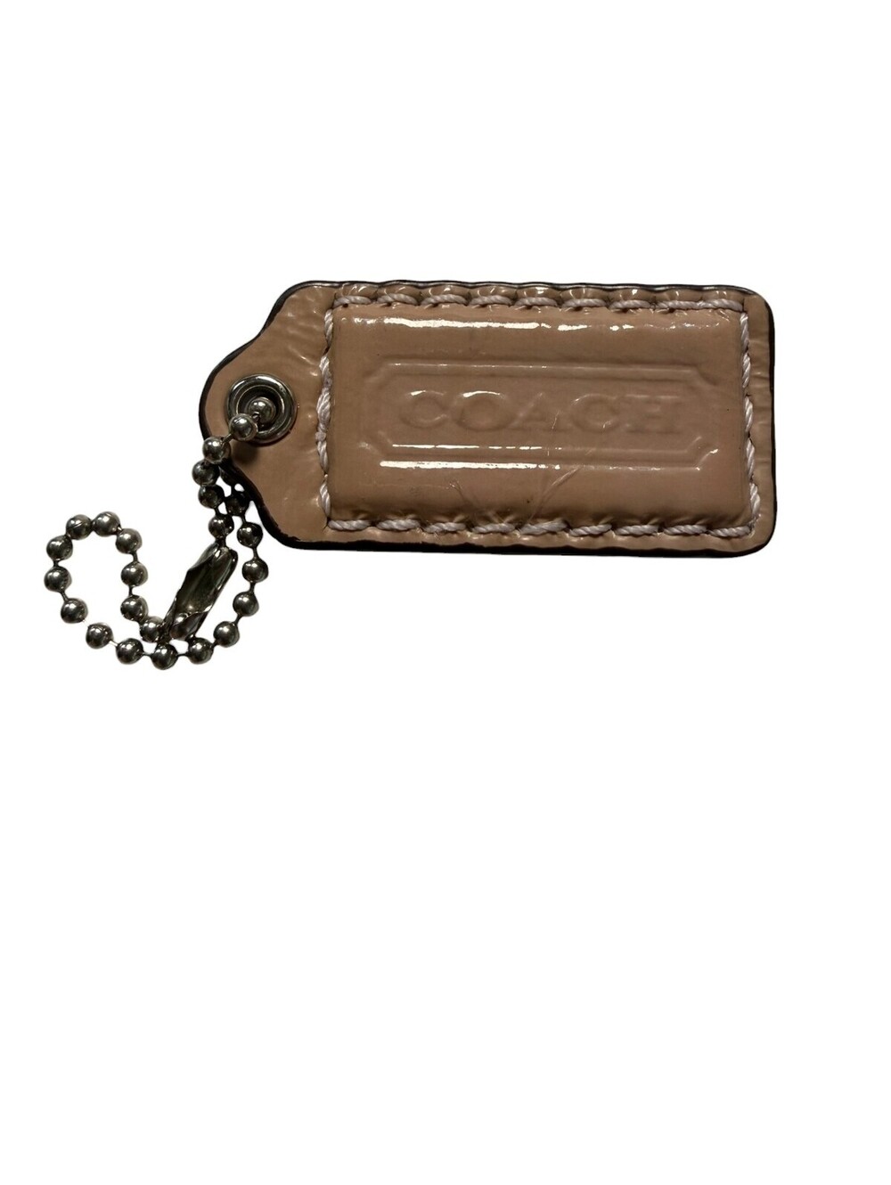 Coach Leather Hangtag - Beige/Dusty pale pink (2")
